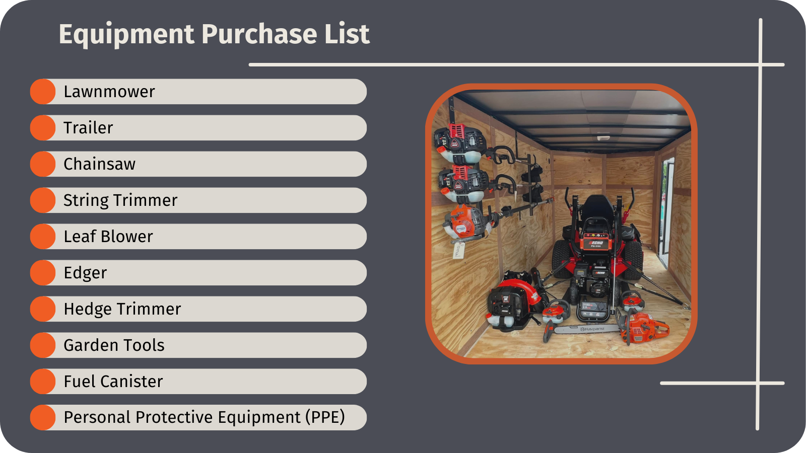 Lawncare Startup Equipment List